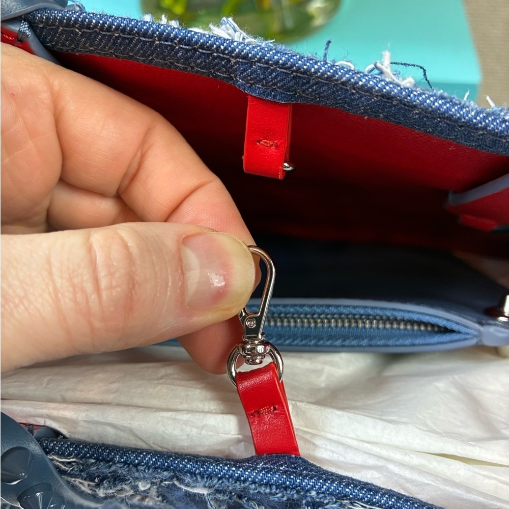 Christian Louboutin Blue Denim Tote with Red Lining NWOT. Posh Authenticated. - Picture 11 of 13